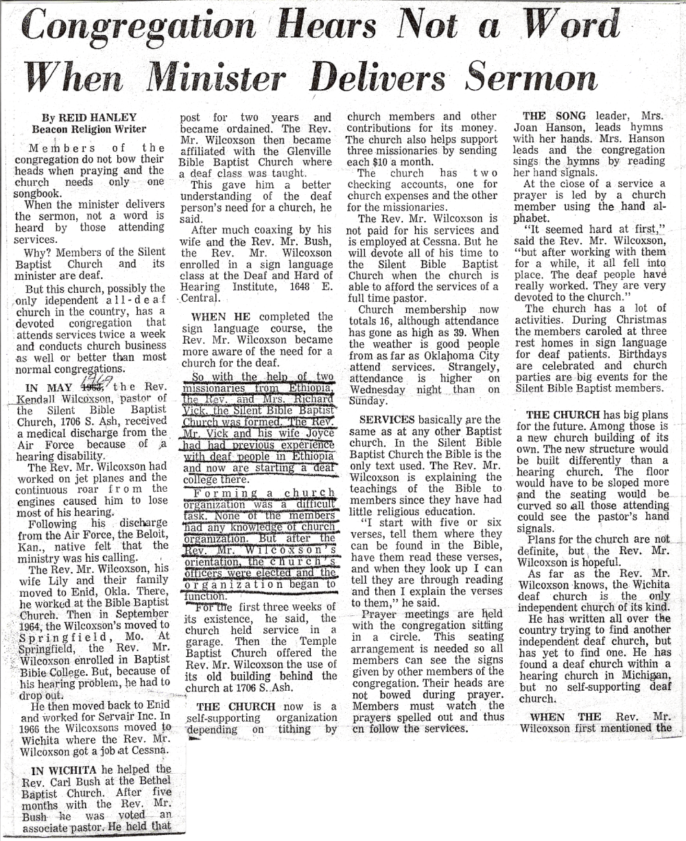 Newspaper article on the church